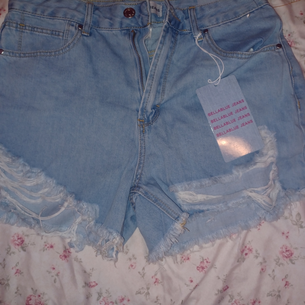 BellanBlue Light Wash Frayed Denim Shorts